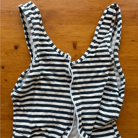 American apparel black and white stripe zip up bodysuit - Picture 5 of 6